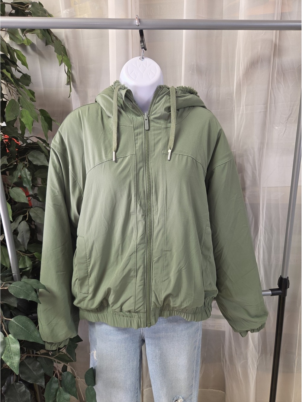 Lululemon Green Fleece Full Zip Hooded Jacket Womens Size 10